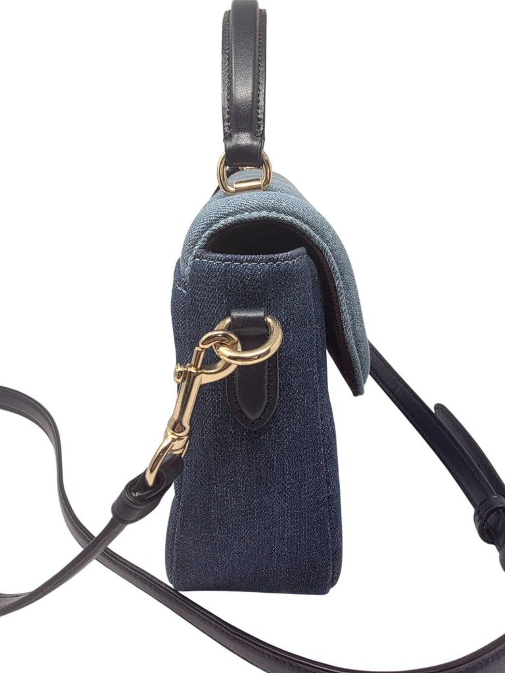 Coach Denim Quilted Shoulder Bag With Gold Hardware & Matching Wallet - Picture 4 of 11